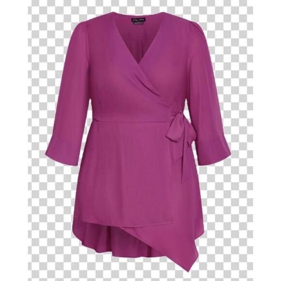 CITY CHIC - 🎉HP🎉 NWT - L Sz XXL (24) Shibara Vibes Kimono Sleeve Wrap/Magenta - Picture 1 of 16